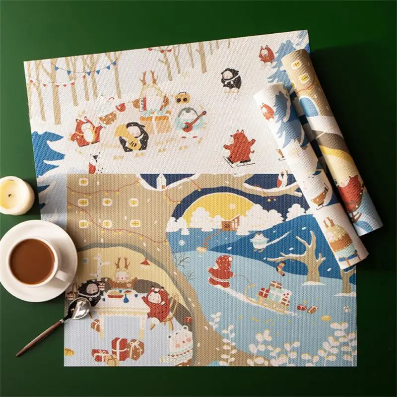 

Creative Cartoon Christmas Table Placemat And Bowl Mat Anti-scalding And Heat Insulation Waterproof Table Mat Oil Proof Coaster