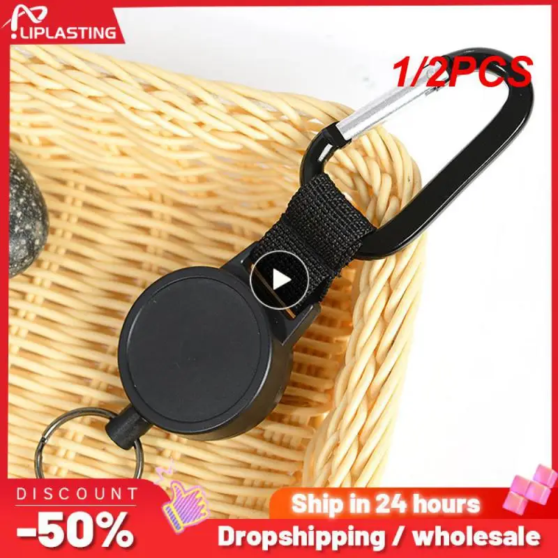

1/2PCS Steel Wire Cord Pull Key Ring Retractable keychain Portable Tactical Outdoor Key Ring Return Retractable Key Chain Cable