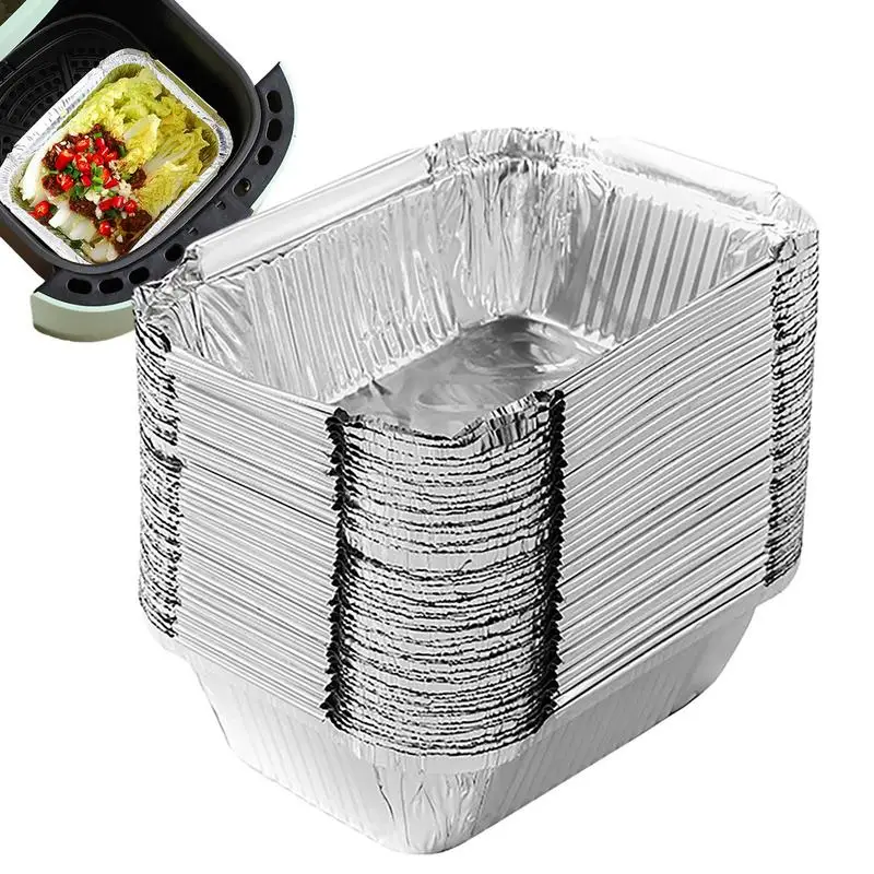 

Aluminum Foil Tin Box Air Fryer Disposable Paper Liner Non-Stick Lunch Box Disposable Lunch Box Tin Paper Plate Bowl Takeaway