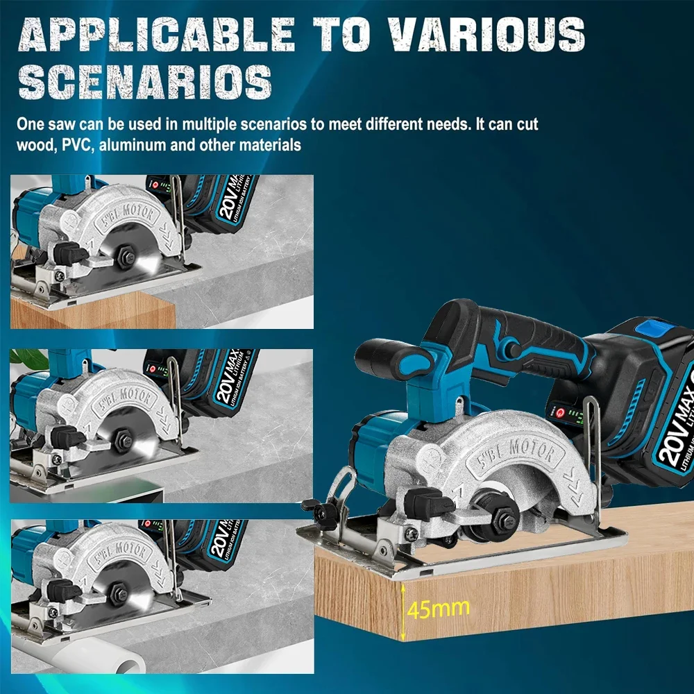 5-дюймовая бесщеточная электрическая циркулярная пила 125 мм регулируемая