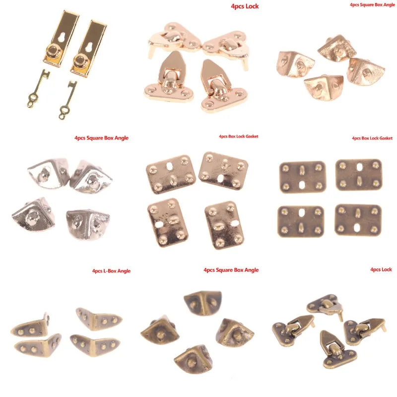 1:12 Миниатюрный золотой металлический дверной замок набор дверных застежек