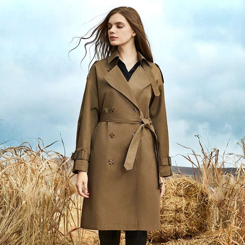 Женский Повседневный тренчкот JAZZEVAR свободный двубортный винтажный с эффектом