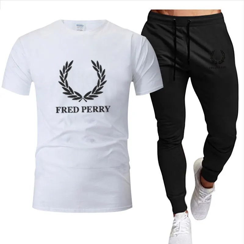 summer Men's sets brand printed cotton sweatshirt T-shirt trousers sports suit jogging sportswear have leisure men's tracksuit