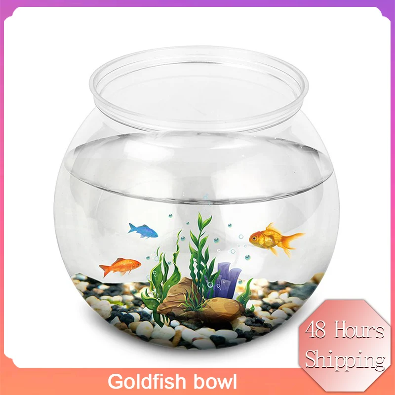 

Goldfish bowl desktop transparent plastic aquarium Round turtle tank Acrylic fish tank Green plant pot For Living Room