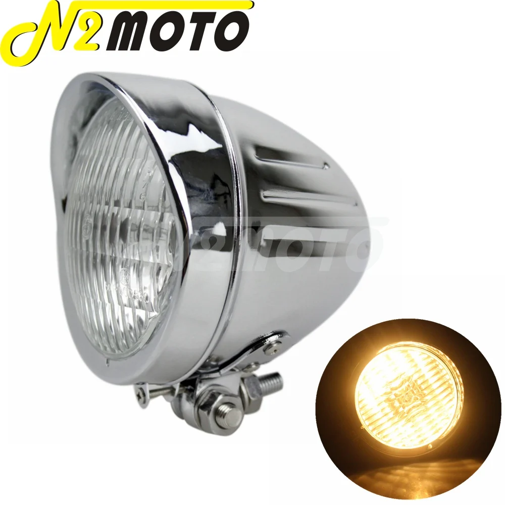 

Black/Chrome Retro Vintage Motorcycle Headlight High/Low Beam H4 Bulb For Harley FXWG FX Softail Dyna Chopper Cafe Racer Cruiser