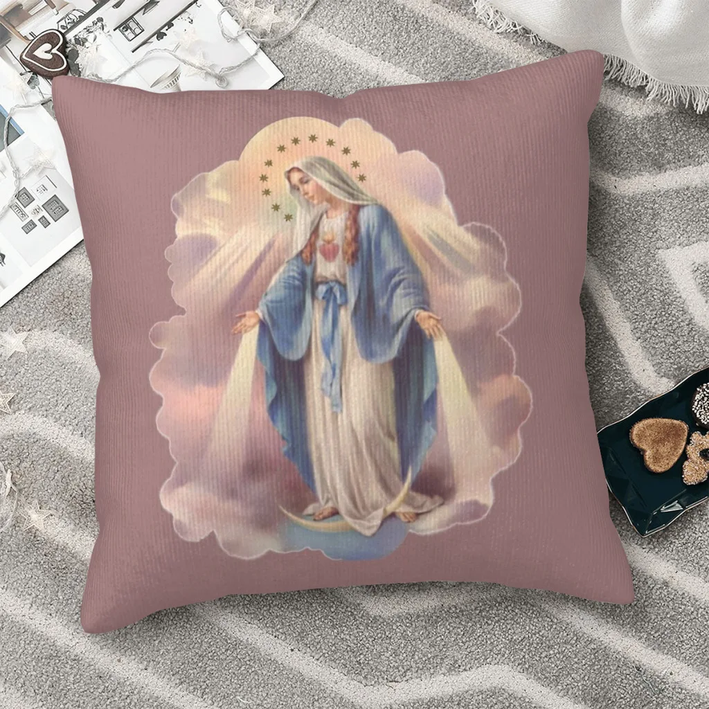 

Our Lady of Grace Polyester Cushion Cover Jesus Christ Nativity Sofa Car Decorative Washable Pillow Cover