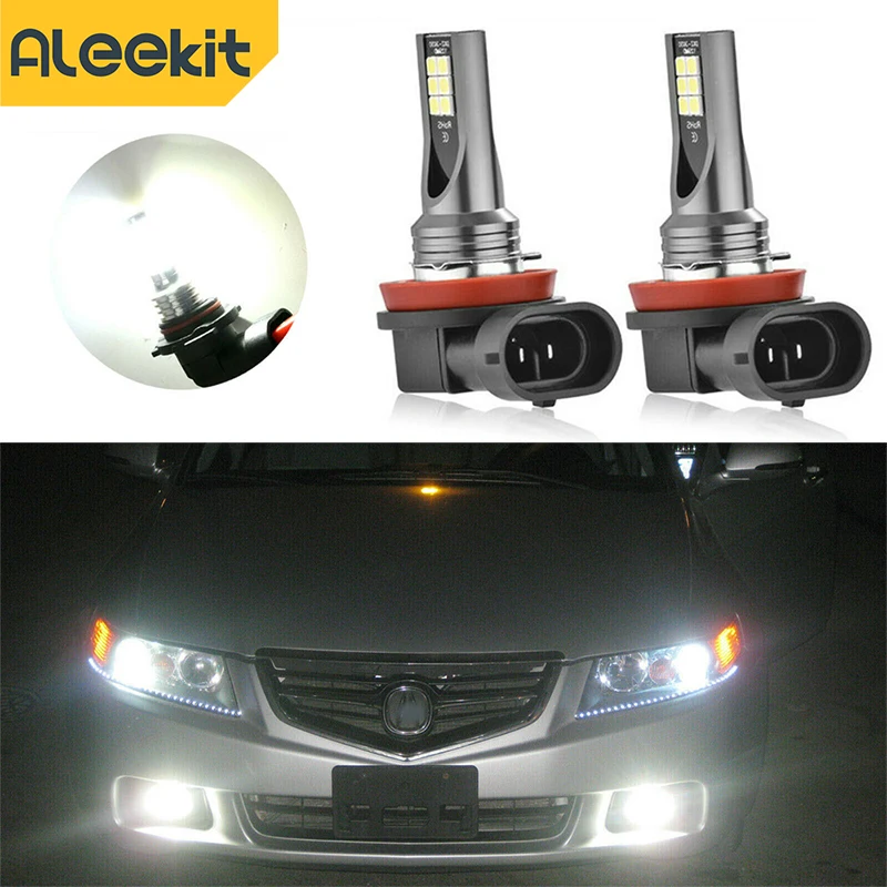 Aleekit Car Fog Lights 24W 12 LEDs Headlight Bulbs 6000K/3000K/12000K Auto Fog Lamp Bulb H8/H11 Socket Foglamp Dc 9V-36V