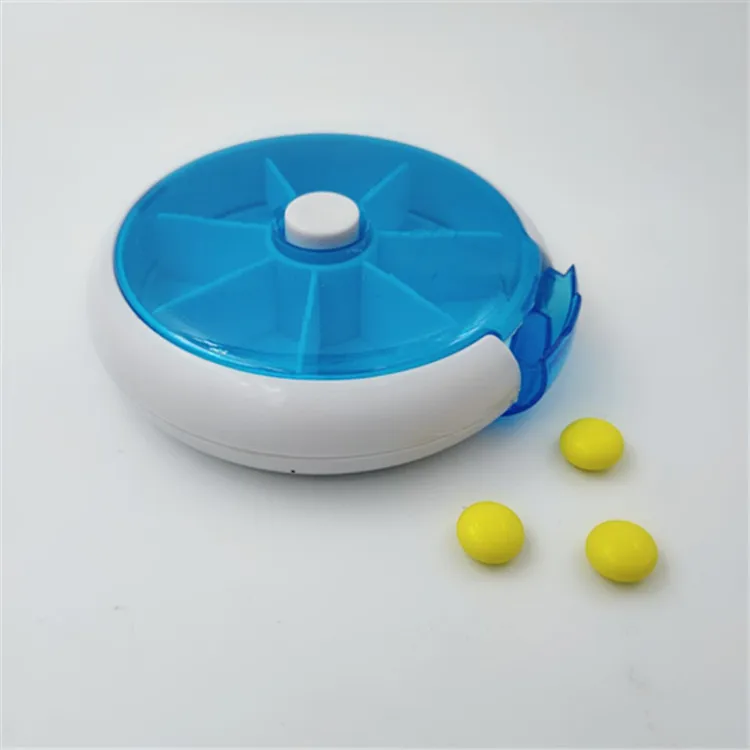 

Portable Pill Box Round Rotating Press Type Automatic Rotating Pill Box Storage Box Jewelry Organizer Storage Organizer