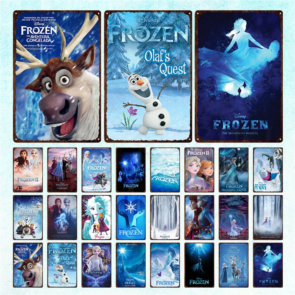

Frozen Metal Sign Vintage Metal Plate Disney Tin Plaque Disney Princess Elsa Little Snowman Metal Decor Poster Retro Home Decor