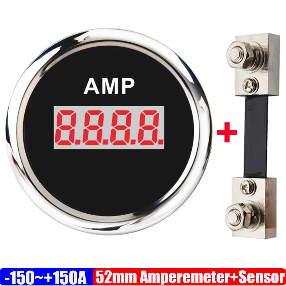 

Цифровой амперметр 52 мм, амперметр, амперметр +/-100 А +/-150 А с датчиком тока с красной подсветкой, 12 В/24 В по индивидуальному заказу