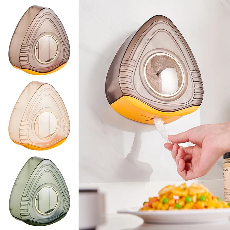 

Wall Mounted Disposable Food Cover Storage Box Kitchen Organizers For Plastic Wrap Elastic Fresh Keeping Bag Storage Container