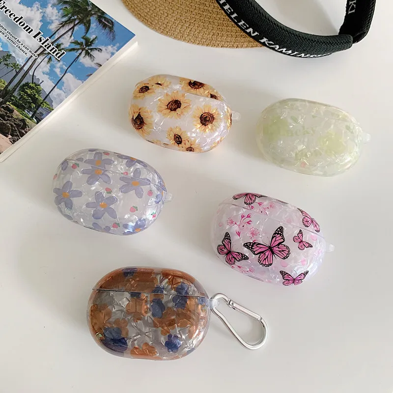 

Чехол для наушников, Новый чехол для наушников с цветочным рисунком и бабочкой