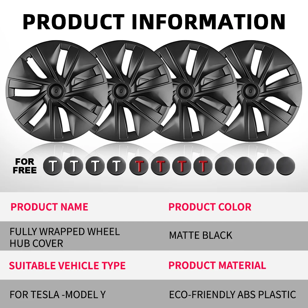 Фото 4PCS 19 Inch Wheel Caps For Tesla Model Y Wheel Cover Performance Replacement Wheel Hub Cap Full Rim Cover Accessories 2018-2024 №3