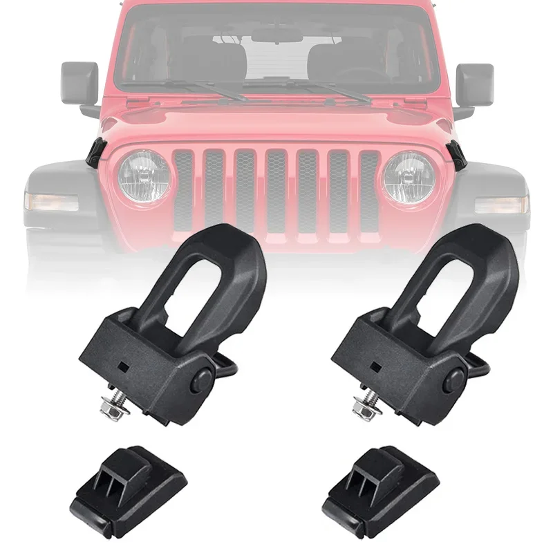 Фото Комплект противоугонных защелок капота для JL JT для Jeep Wrangler JL Jlu Gladiator JT 2018-2025+, внешние аксессуары для автомобиля №1