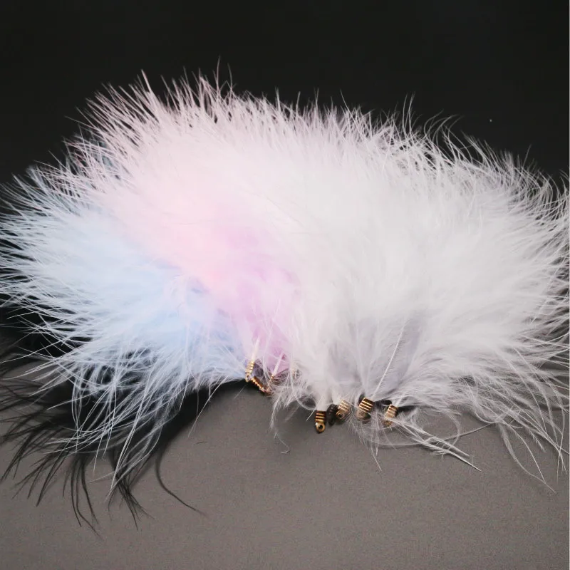 3-5Inches 10-12cm White Turkey Feathers Clip Fluffy Plume Wedding Party DIY Jewelry Decor Accessories Marabou Feather Trim