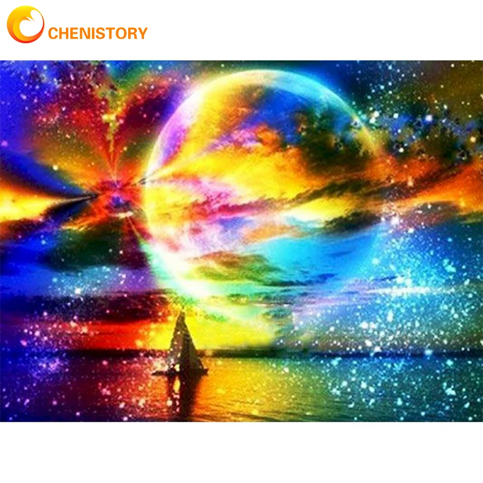 

CHENISTORY 5D Diamond Embroidery Mosaic Cross Stitch Colorful Landscape Diamond Embroidery Mosaic Cross Stitch Home Decor