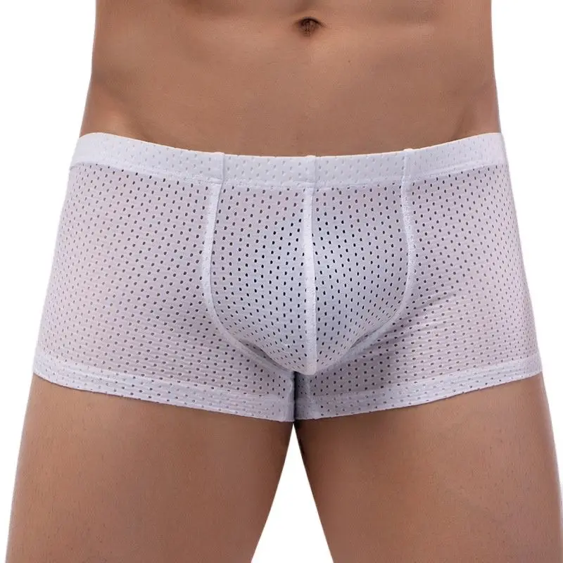 

CLEVER-MENMODE Underwear Men's Boxers Lingerie Mesh Hollow Sexy Panties Transparent Underpants Penis Pouch Boxer Shorts