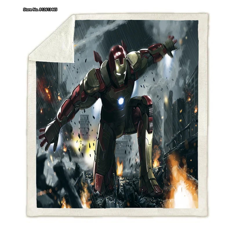 

Captain America Iron Man Movie Character Decoration 3D Digital Print Blanket Bedroom Sofa Air Conditioner Soft Warm Blanket