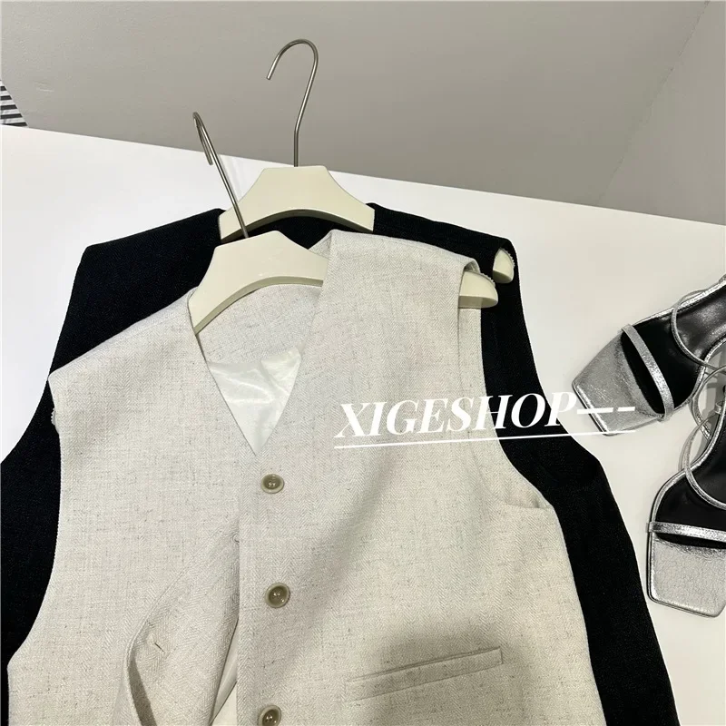 Новое поступление 2023 костюм с v-образным вырезом и высоким воротником жилет