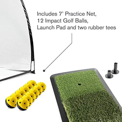 

Home Driving Range Kit with Dual Surface Fairway and Rough Mat and 7' x 6' Net