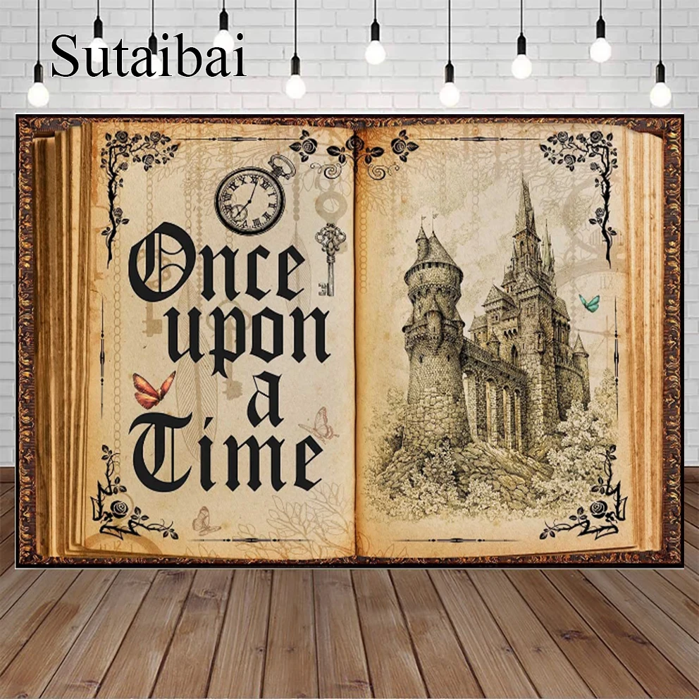 

Fairy Tale Book Backdrop Once Upon A Time Old Castle Royal Family Princess Romantic Storybook Wedding Photography Background