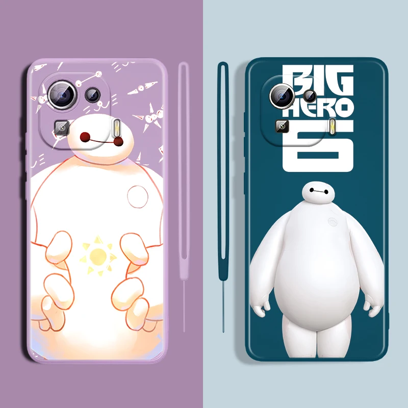 

Disney Big Hero 6 Cute For Xiaomi MI 12 11i 11 11T 10 10T 10S 9 SE Lite Pro Ultra 5G Liquid Silicone Soft Rope Phone Case