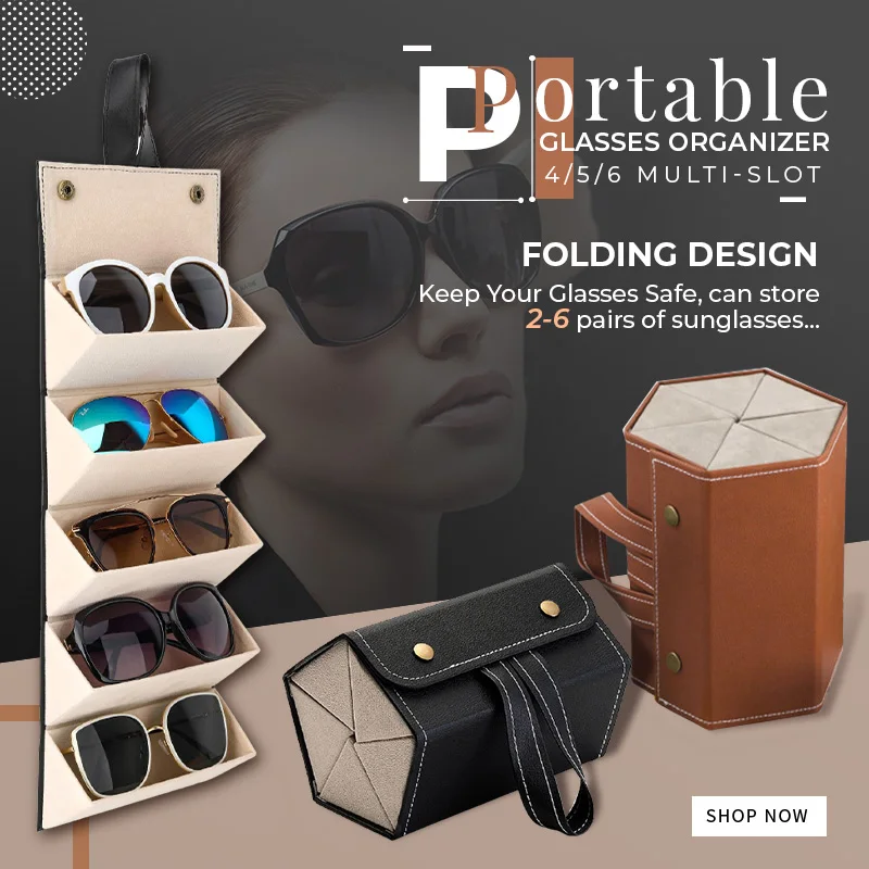 

Portable Glasses Organizer 2/3/4/5/6 Multislot Eyeglasses Storage Display Travel Folding Sunglasses PU Leather Case Home Storage