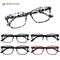 boncamor 5 pack simple square frame blue light blocking reading glasses spring hinge men women computer eyeglasses 0 400