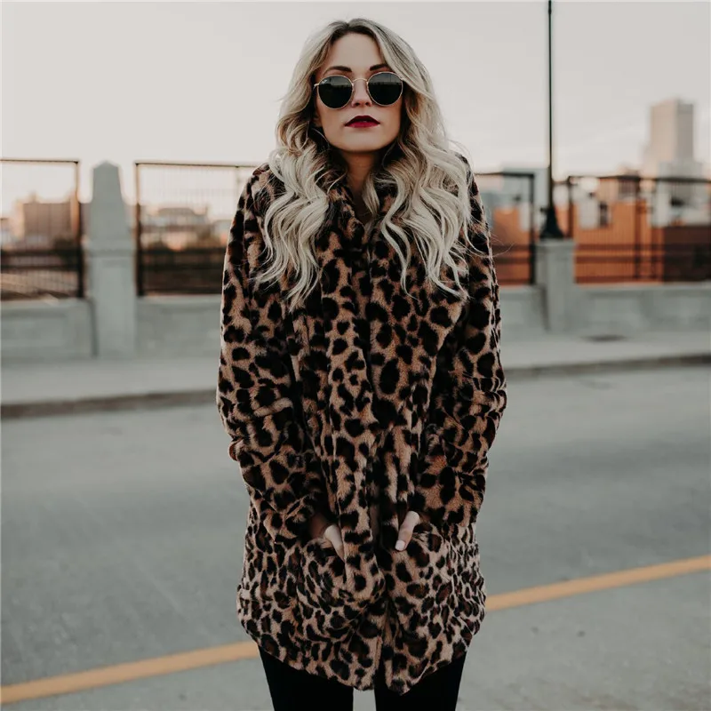 Fashion Leopard Print Cardigan Winter Leopard Print Women's Fur Coat Fleece  Lapel West Slim Fit Casual Street Thicken Jacket - купить по выгодной цене  | AliExpress