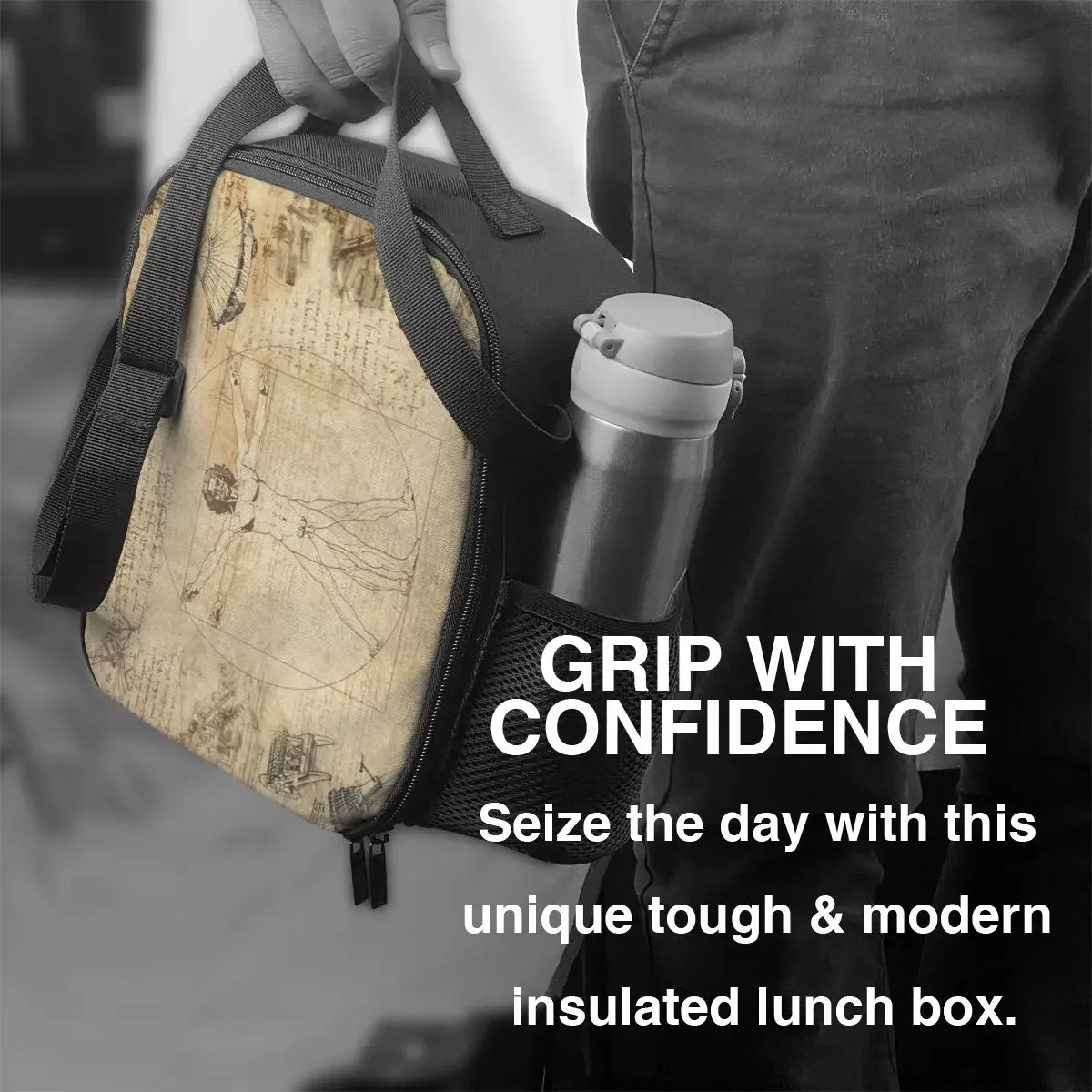 Мужские изолированные Ланч-боксы vitrubian для школы и офиса Леонардо да Винчи