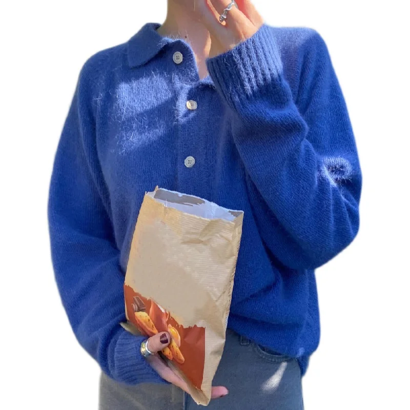 Южная Корея Dongdaemun осенне-зимний новый свитер с лацканами верхняя одежда женский