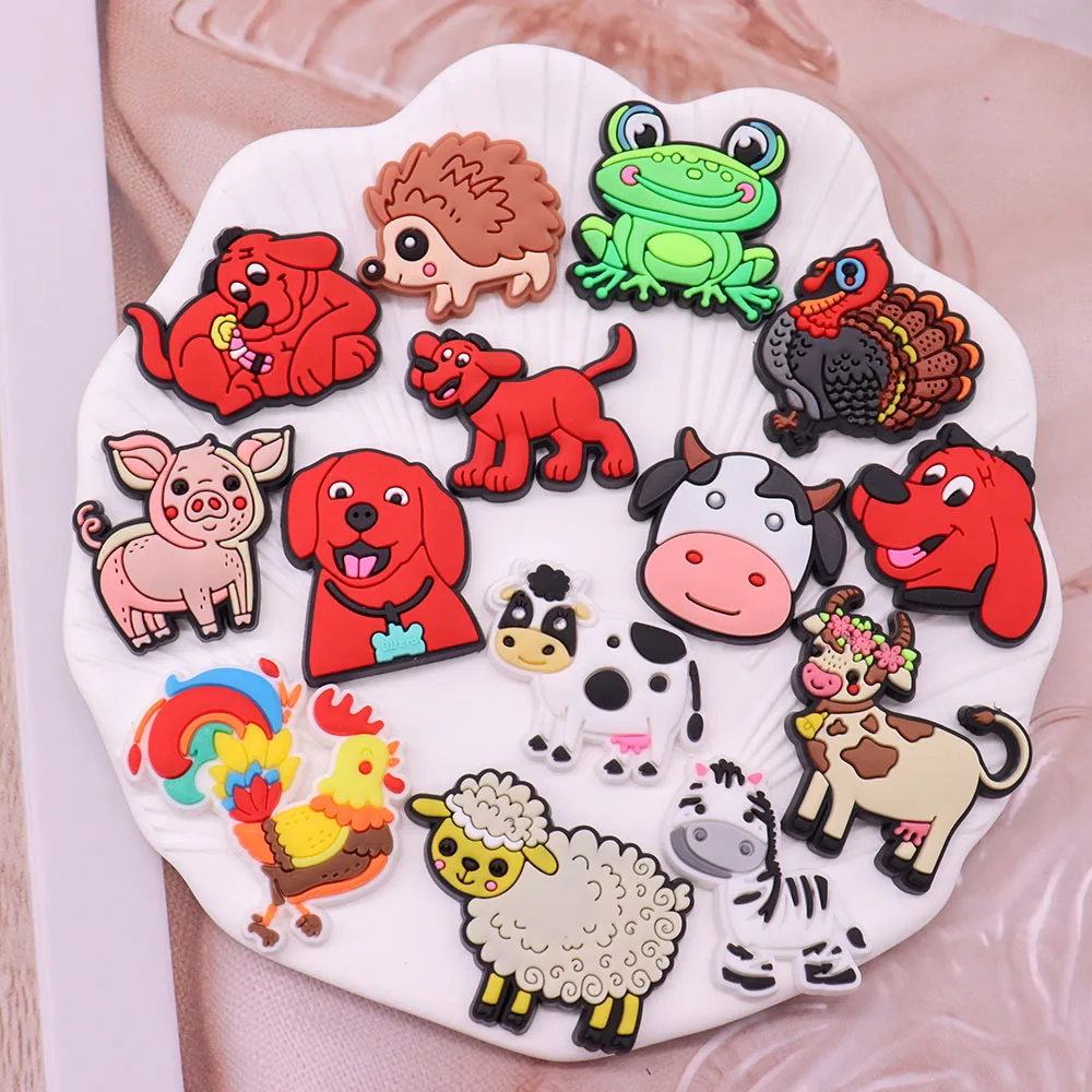 

1-14 шт. Новинка, собака, лягушка, корова, животные, аксессуары для обуви для мальчиков и девочек, садовые пряжки для обуви, украшения, подходят ...