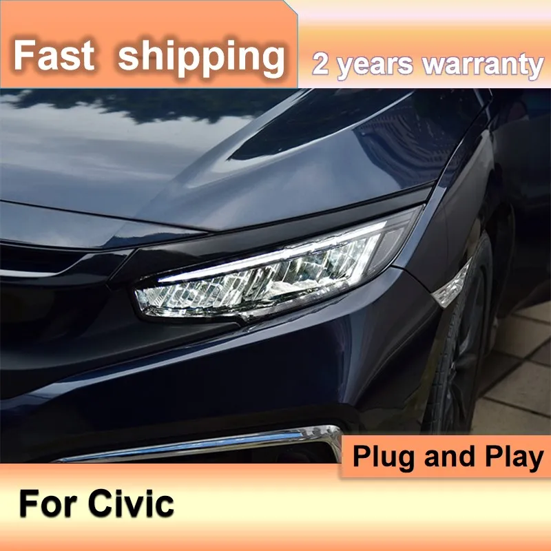 

Автомобильные аксессуары для фар Honda Civic 10 поколения 2016-2021 Honda Civic X передние фары DRL динамический сигнал поворота Дальний свет