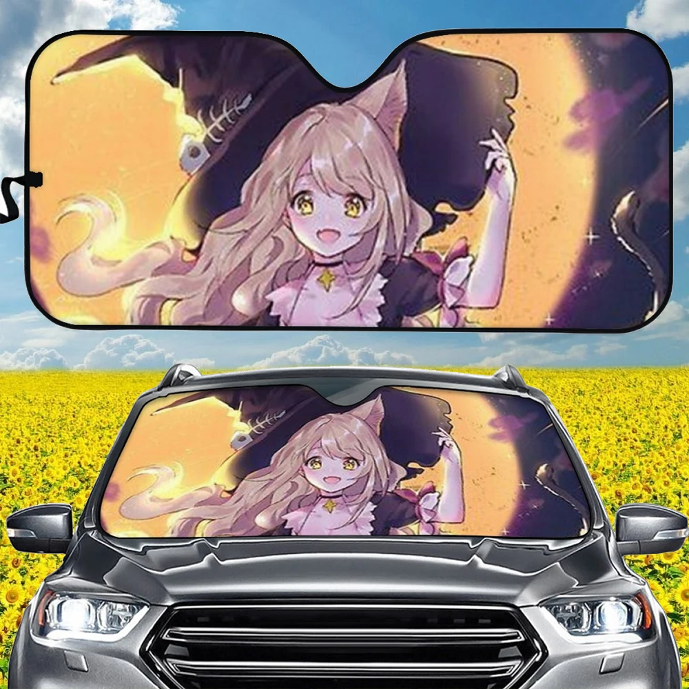 

Автомобильные аксессуары аниме Хэллоуин ведьма Дизайн Модный Универсальный автомобильный солнцезащитный козырек для лобового стекла устойчивый к солнечному свету