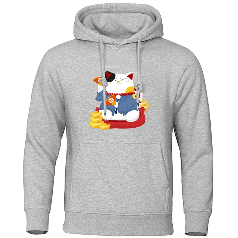 

Cartoon Lucky Cat Hoodies Unisex Aesthetic Fashion Sweatwear Couple Sweatshirt Women/men Sense of Design Autumn/Winter