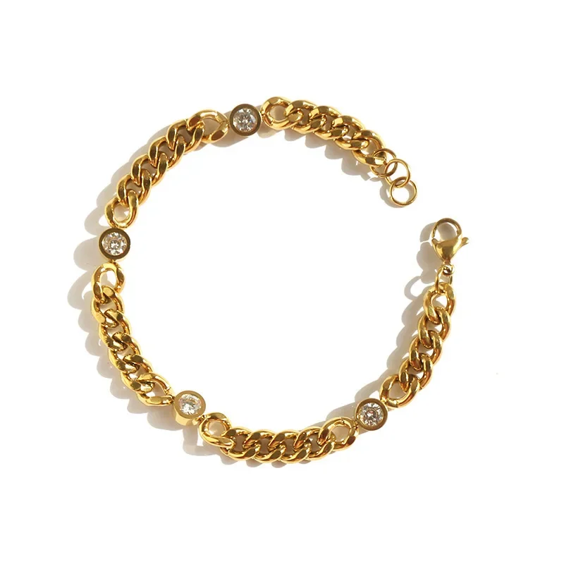 Винтажные геометрические круглые браслеты из титановой стали с бриллиантами