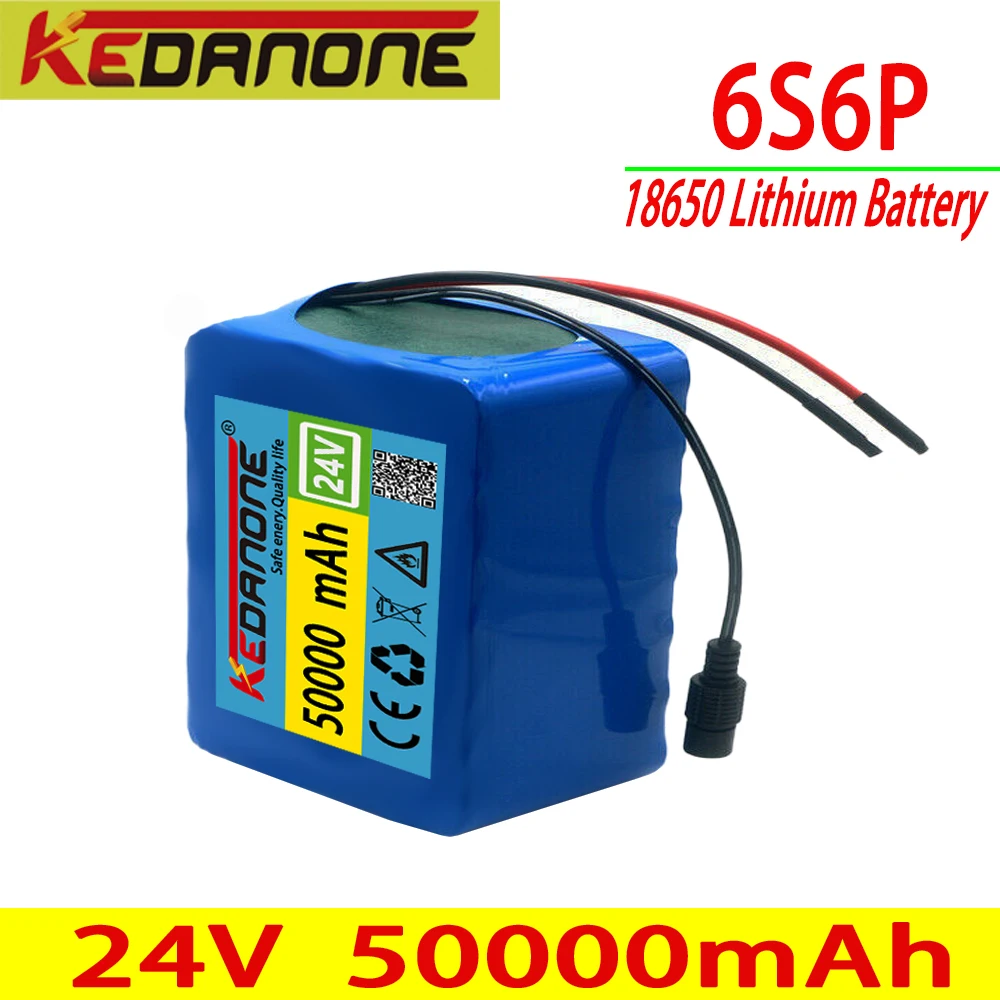 

24V 50Ah 18650 Large-Capacity Battery Pack 6S6P 25.2V E-Bike Scooter Wheelchair Four-Wheeler Lithium Battery Pack BMS+ Charger