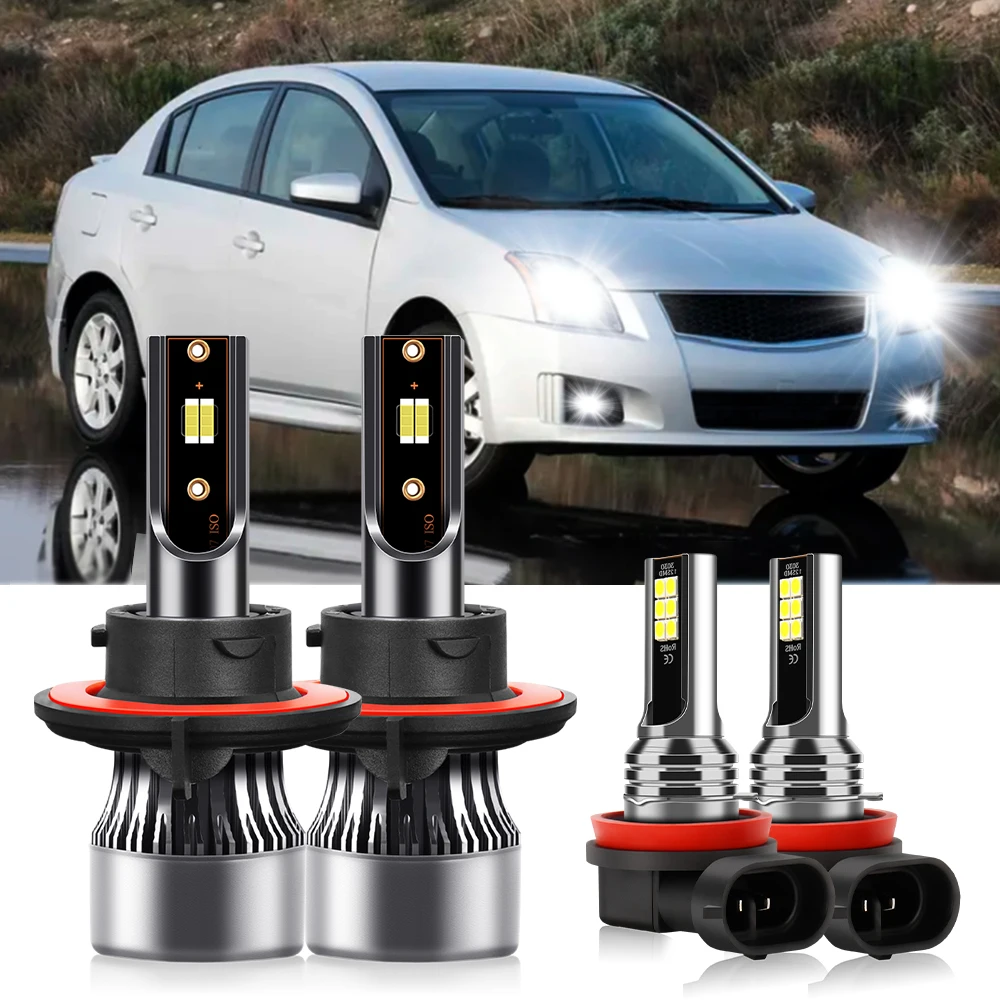 

4x H13 H11 LED Headlight Hi/Lo Beam Fog Light Bulb Combo Car Lamp For Nissan Sentra 2004 2005 2006 2007 2008 2009 2010 2011 2012