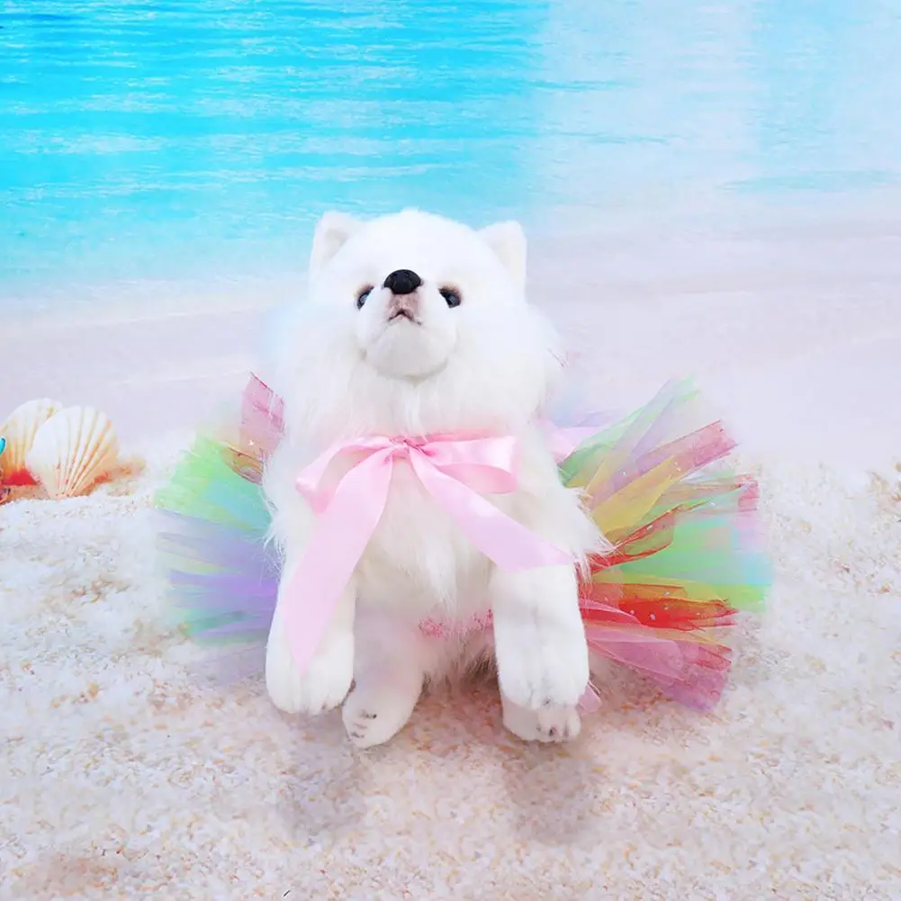 

40%HOT Pet Dress Thin Style Bow-knot Decor Colorful Lace Hemline Summer Fluffy Small Medium Dog Cat Princess Dress for Party