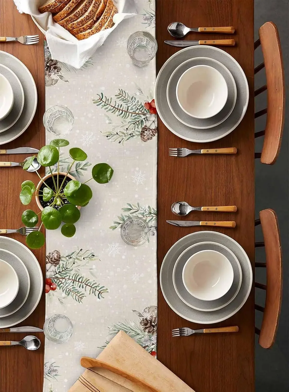 Рождественский снеговик снежинка ботаническое дерево льняные дорожки для стола