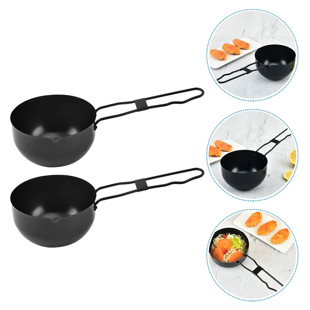 

2pcs Iron Stew Pot Cooking Pot Outdoor Picnic Cooking Pan Portable Cooking Pots