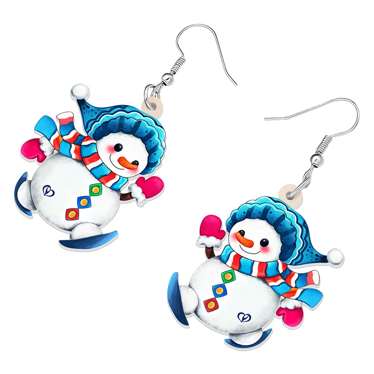 Висячие серьги WEVENI в виде рождественского снеговика с акриловыми подвесками