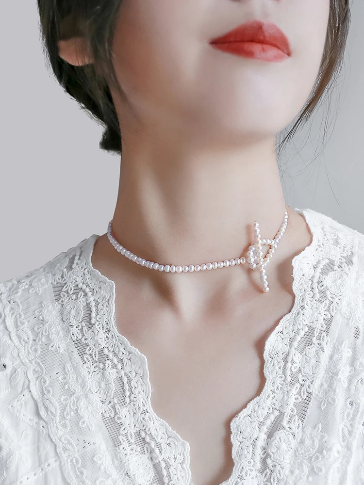 Женское Винтажное колье с натуральным жемчугом сверкающее круглое безупречное