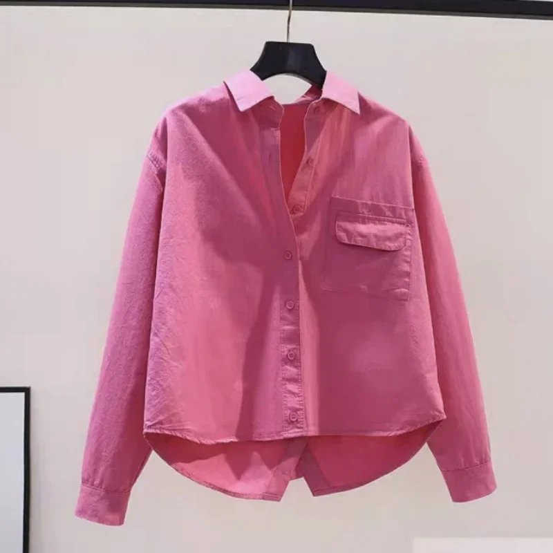 Женская Свободная блузка с длинным рукавом Повседневная рубашка разрезом модель