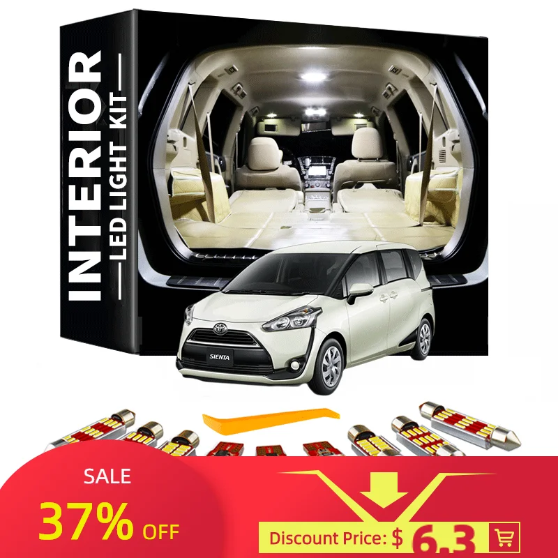

4 шт. Canbus для Toyota Sienta II XP170 2015-2020 Автомобильные светодиодные внутренние светодиодный купол багажник светильник автомобильные аксессуары