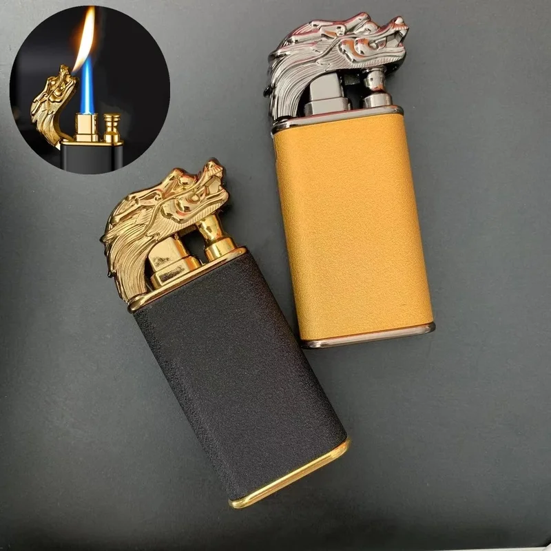 

New Creative Dragon Double Fire Lighter Convertible Jet Flame & Naked Flame Cigarette Torch Lighter Luminous Butane Gas Lighter