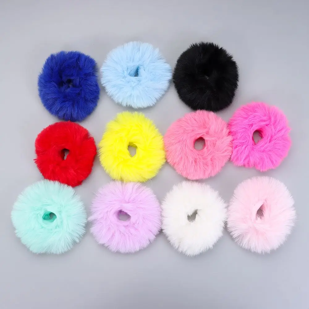 

Rabbit Fur Hair Accessories Women and Girls Pom Pom Hair Tie Elastic Hair Bands Ponytail Holders Fur Hair Scrunchies