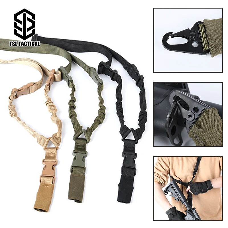 

Tactical Hunting Gun Sling Single Point Rope Metal Olecranon Buckle Airsoft Rifle AR15 HK416 Secure Suspension Strap Accessories