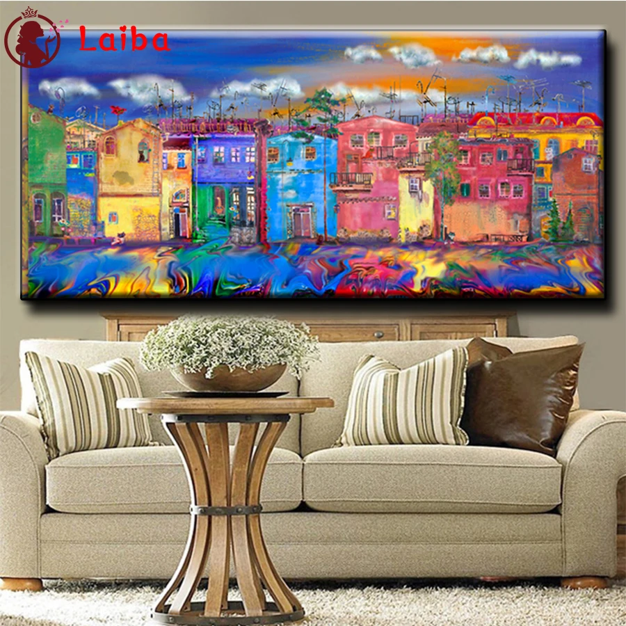 

Diamond Embroidery Abstract City Buildings Landscape Diamond Painting Full Square round drill Mosaic Cross Stitch Wall Art