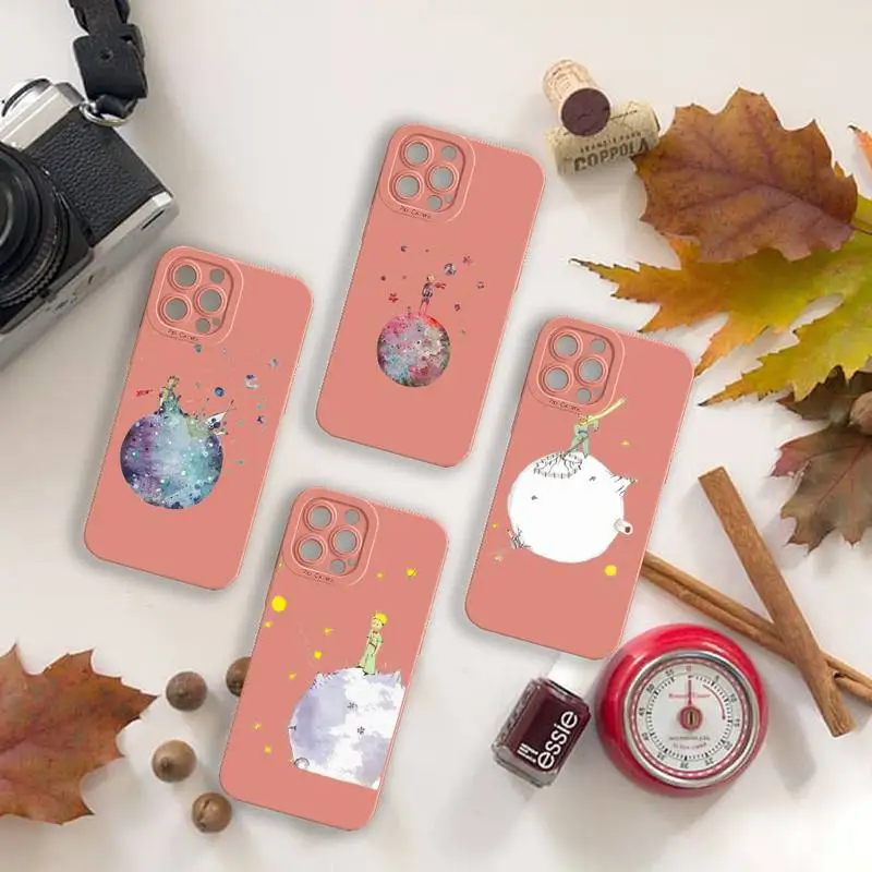 

Little Prince Fairy tale cartoon Phone Case For iPhone 13 12 11 Pro MAX Mini X XS XR 7 8 Plus Camera Lens Liquid Silicone